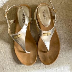 LAUREN Ralph Lauren | Tstrap Sandals | Champagne Gold | Adjustable
